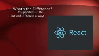 • But wait...! There is a way!
What’s the Difference?
Unsupported – HTML
 