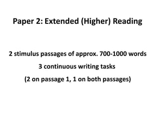 Timulus Passage Welcome to igcse english | PPTX