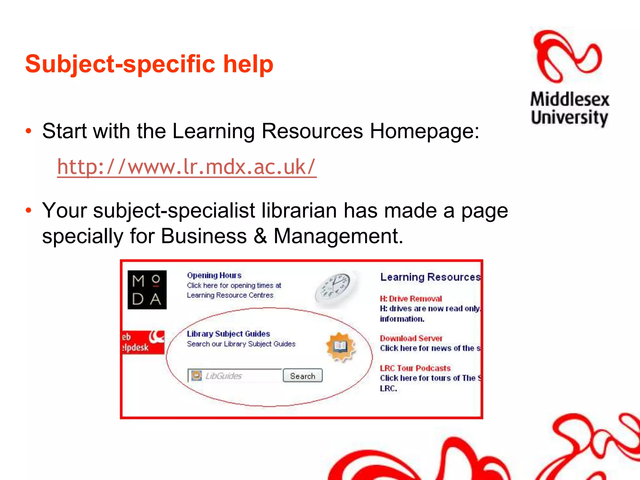 Your Library AccountFrom the Library Catalogue http:library.mdx.ac.uk ,for checking your loans, requesting and renewing your books: Student numberBorrower ID: 	M00123456PIN: 		270689 Date of birth