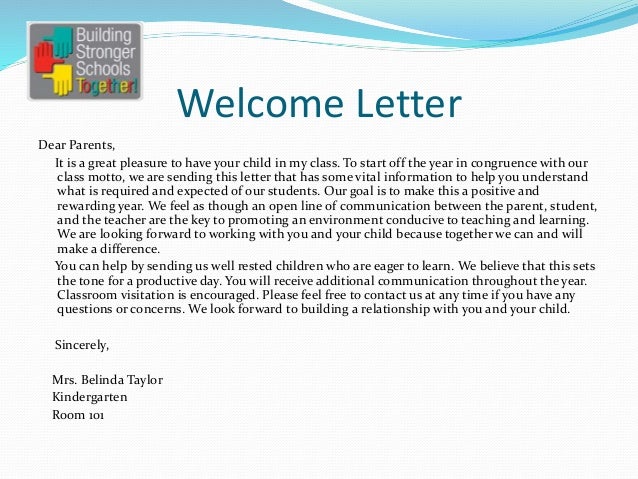 Welcome To Kindergarten Letter - Kindergarten