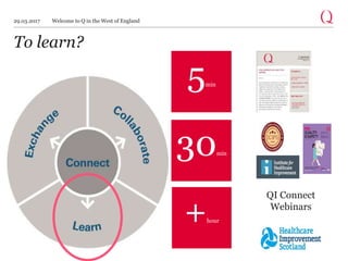 To learn?
5min
30min
s
+hour
QI Connect
Webinars
29.03.2017 Welcome to Q in the West of England
 