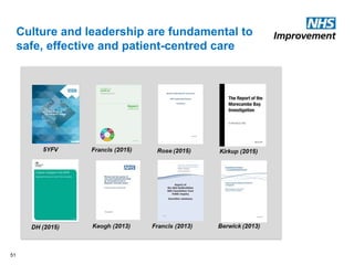 51
Culture and leadership are fundamental to
safe, effective and patient-centred care
 
