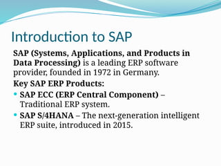 SAP ECC/S4HANA INTRODUCTION AND HISTORY | PPTX