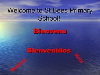 Welcome to St Bees Primary
         School!
                    Bienvenu

                   Bienvenidos


                                 H
              ur


                                 ol
           jo


                                   a
     o   n
 B
 