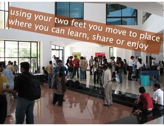 using your two feet you move to place where you can learn, share or enjoy  