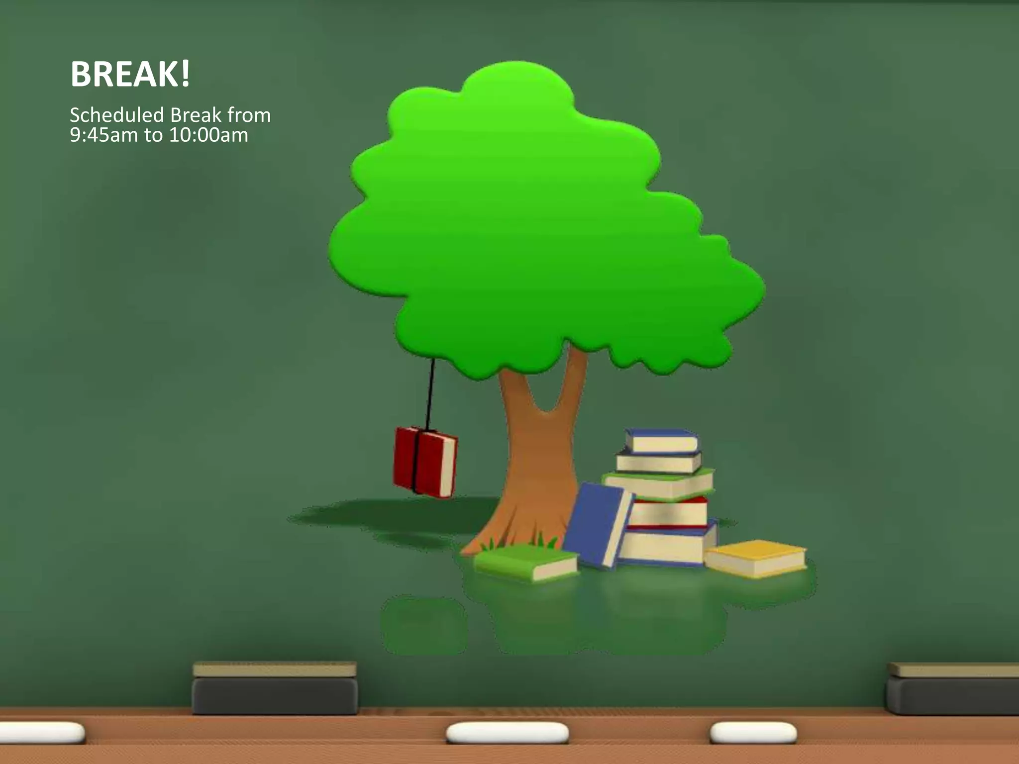 BREAK!Scheduled Break from 9:45am to 10:00am