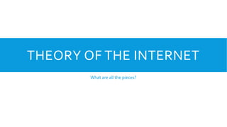 THEORY OF THE INTERNET
What are all the pieces?
 