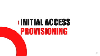 INITIAL ACCESS
PROVISIONING
12
 
