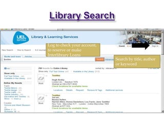 Log to check your account,
to reserve or make
Interlibrary Loans
                             Search by title, author
                             or keyword
 