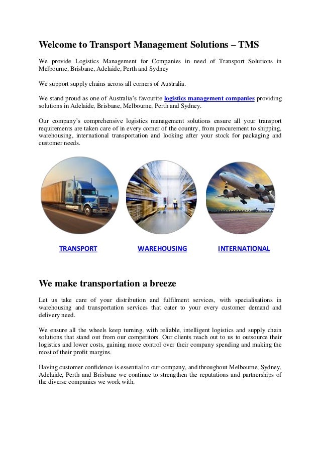 Welcome To Transport Management Solutions Tms