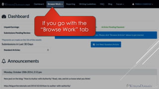 If you go with the “Browse Work” tab  