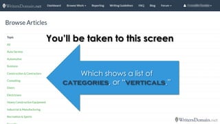 You’ll be taken to this screen 
Which shows a list of categories, or “verticals.”  