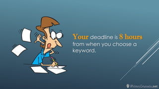 Yourdeadline is 8 hoursfrom when you choose a keyword.  
