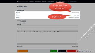 It shows thekeyword, country,  