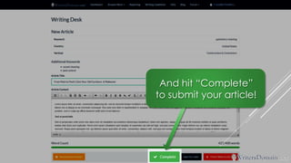 And hit “Complete” to submit your article!  