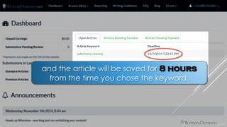 and the article will be saved for 8 hours from the time you chose the keyword.  