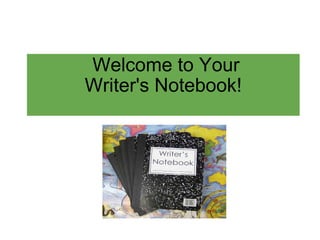   Welcome to Your Writer's Notebook! 