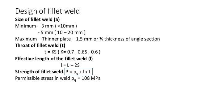 Fillet Weld Size Chart Mm