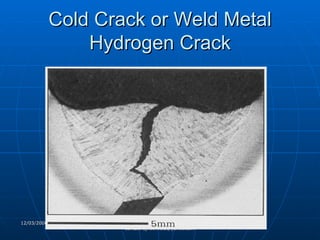 Cold Crack or Weld Metal Hydrogen Crack 