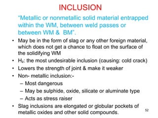 Weld Inclusion Definition welding defects DSS guidelines and basics | PDF