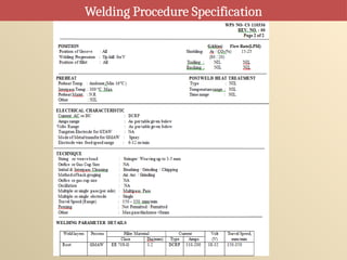 Welding Procedure Specification
 