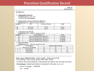 Procedure Qualification Record
 