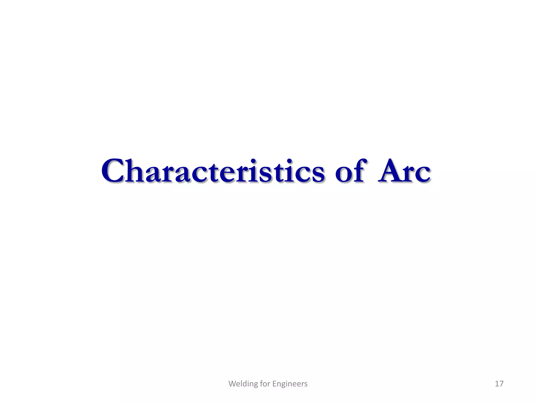 Characteristics of Arc




        Welding for Engineers   17
 