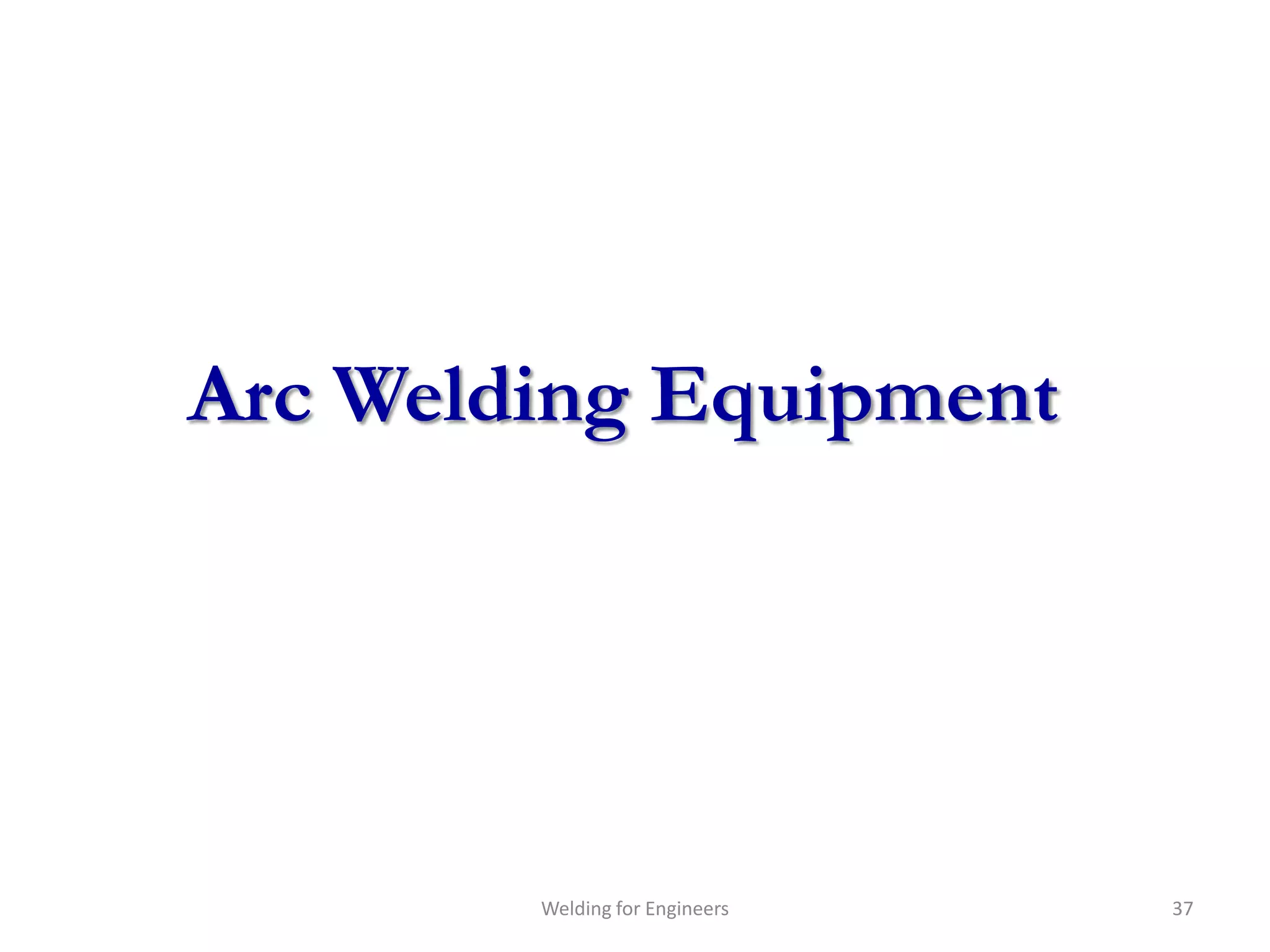 Arc Welding Equipment




        Welding for Engineers   37
 