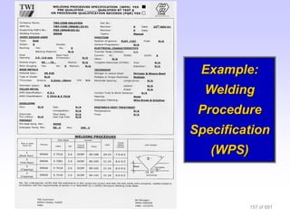 Example:
              Welding
             Procedure
            Specification
               (WPS)



4/23/2007              157 of 691
 