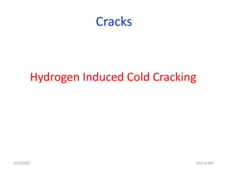 Cracks


        Hydrogen Induced Cold Cracking




4/23/2007                                610 of 691
 