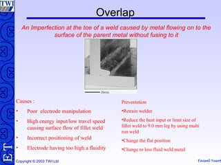 Weld Overlap Rework Welding Inspection Defects and Repairs WIS5 | PDF