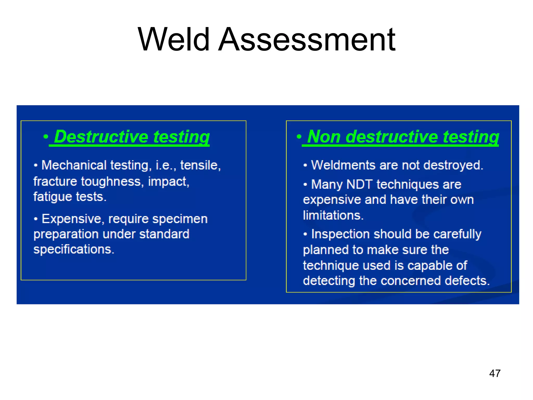 47
Weld Assessment
 