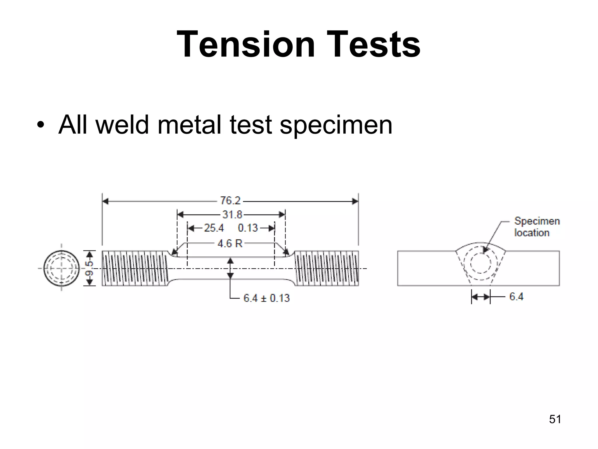 51
Tension Tests
• All weld metal test specimen
 