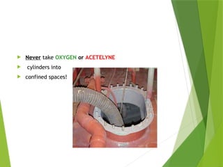 Use Safety
 Never take OXYGEN or ACETELYNE
 cylinders into
 confined spaces!
PPT-094-01 22
 