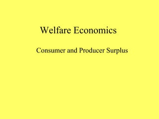 Welfare Economics  Consumer and Producer Surplus 