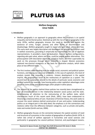 Welfare Geography- Plutus IAS | PDF