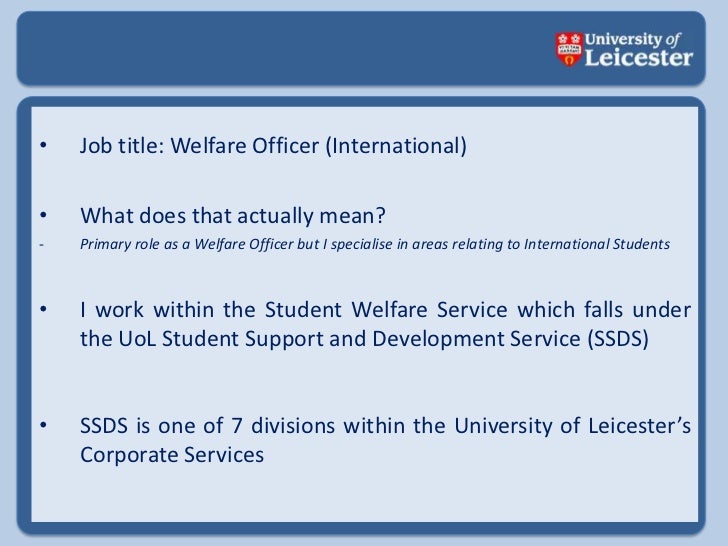 Making connections my role as a welfare officer