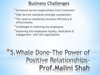*
*Increased service expectations from Customers
*High Service standards amongst competitors
*The need to constantly increase efficiency &
effectiveness
*Challenges in retaining the employees
*Improving the employees loyalty, dedication &
engagement with the organization
 