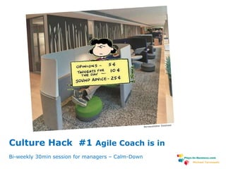 www.plays-in-business.com
Michael Tarnowski
Culture Hack #1 Agile Coach is in
Bi-weekly 30min session for managers – Calm-Down
 