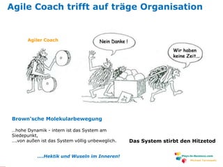 www.plays-in-business.com
Michael Tarnowski
Agile Coach trifft auf träge Organisation
Brown‘sche Molekularbewegung
…hohe D...