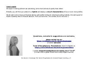 Welk profiel heeft uw impact investing adviseur?