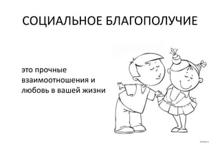 СОЦИАЛЬНОЕ БЛАГОПОЛУЧИЕ
это прочные
взаимоотношения и
любовь в вашей жизни
 
