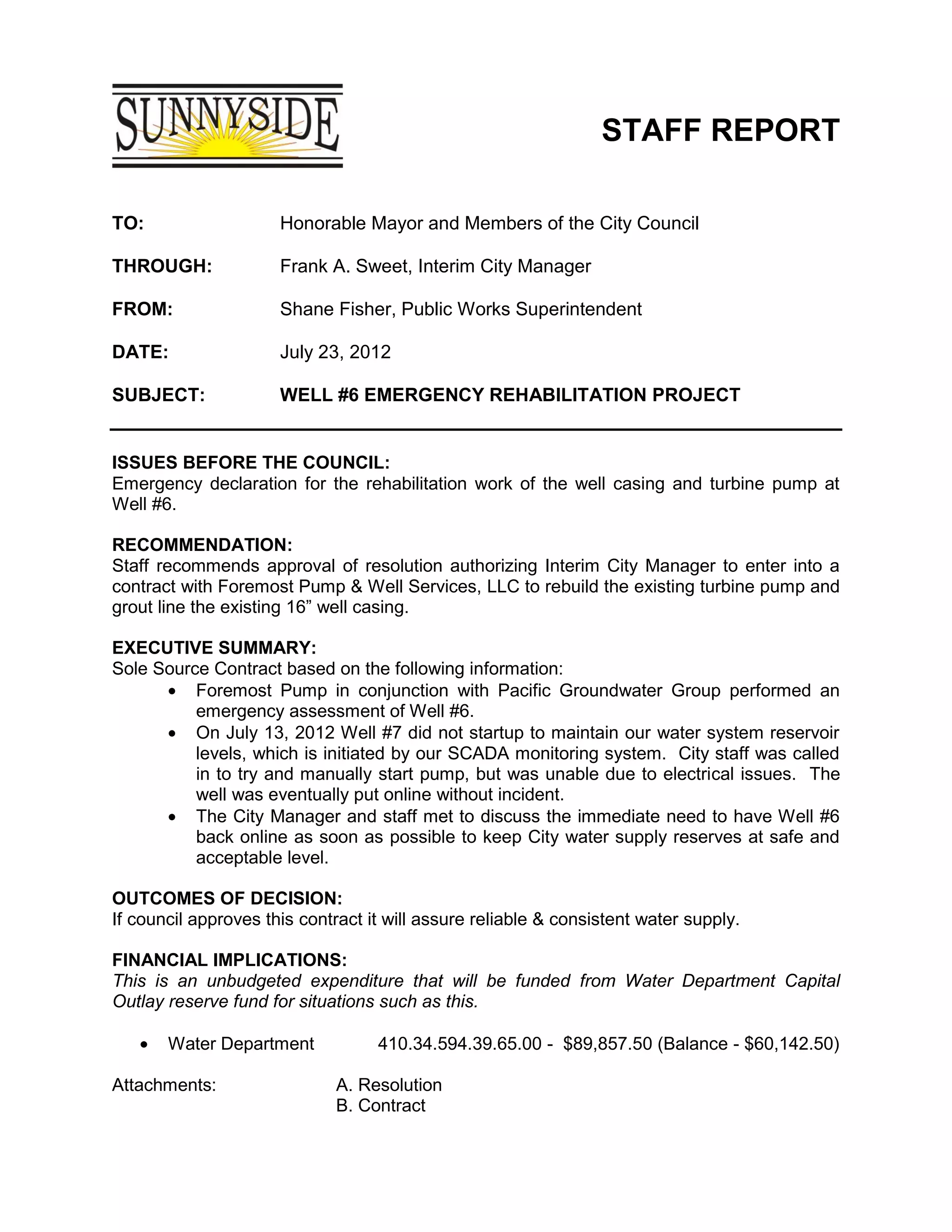 Well 6 emergency rehabilitation project PDF