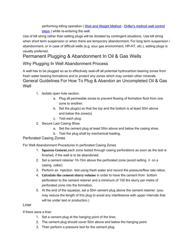 Well abandonment process procedures PDF