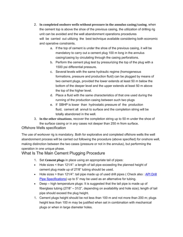 Well abandonment process procedures PDF