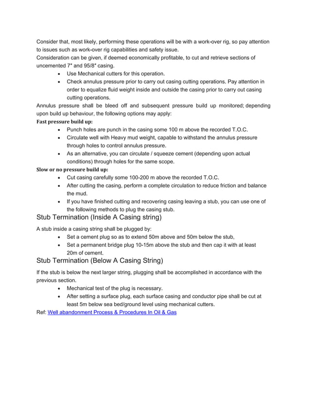 Well abandonment process procedures PDF