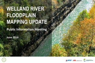 WELLAND RIVER
FLOODPLAIN
MAPPING UPDATE
Public Information Meeting
June 2016
Diego Torres Silvestre ((CC BY 2.0)
1
 