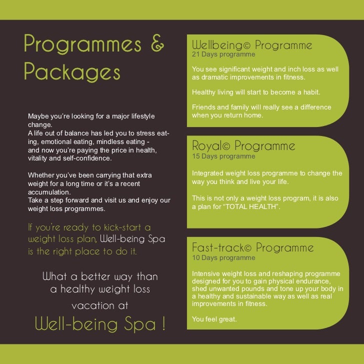 wellbeing spa weight loss management weight loss schedules