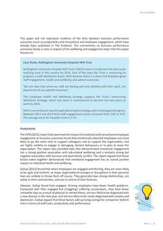 Engage for Success Wellbeing Subgroup Whitepaper: The Evidence