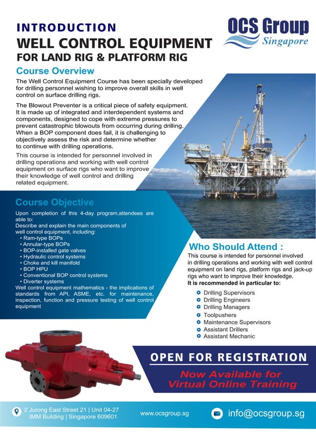INTRODUCTION WELL CONTROL EQUIPMENT 4 DAYS TRAINING ONLINE&ONSITE FOR ...